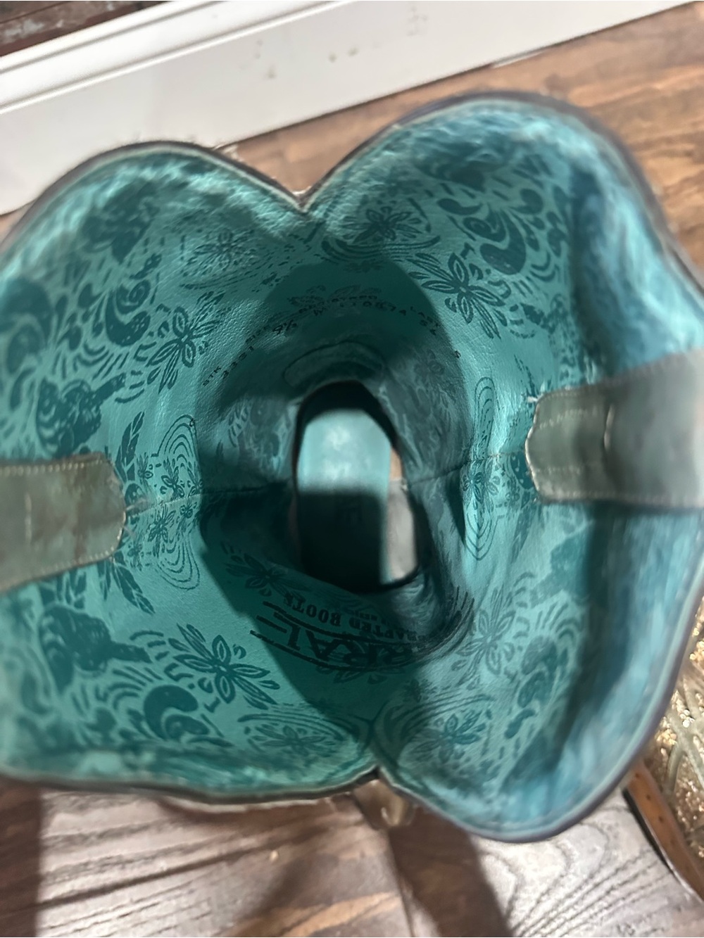 Corral Teal and Gold Glitter Embellished Western Boots - Picture 9 of 11